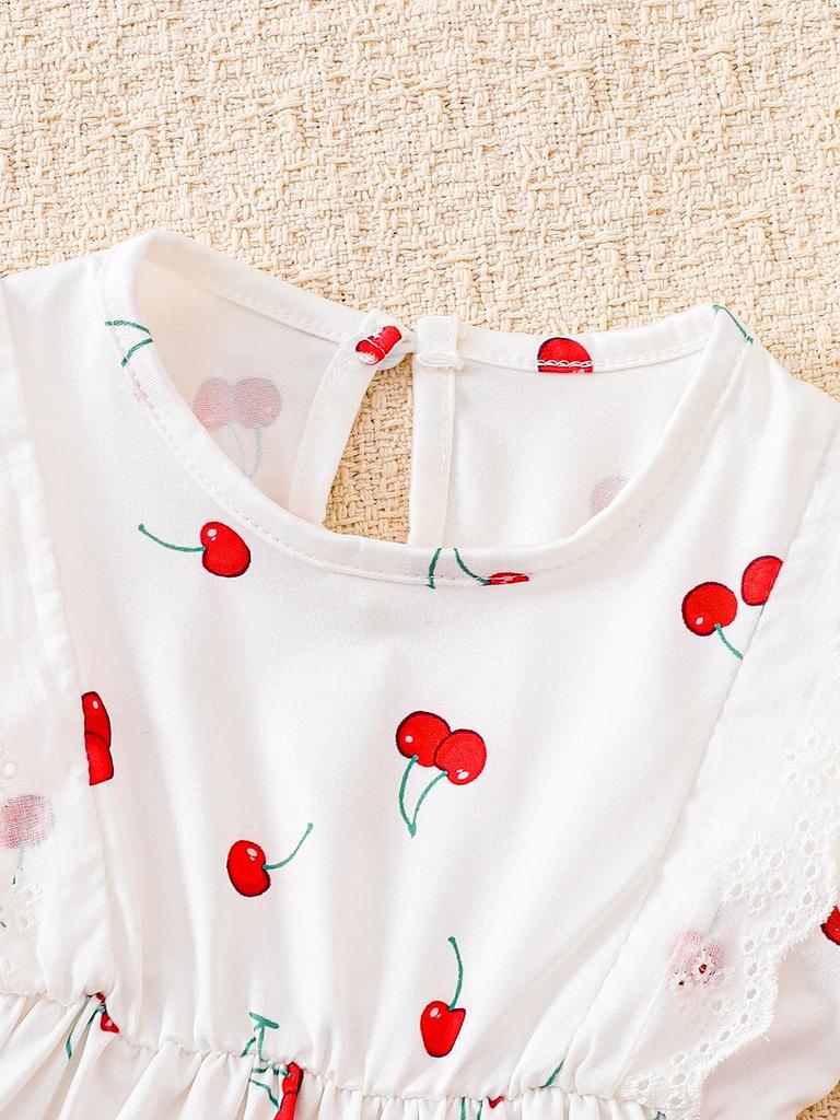 Baby Girl Floral Lace Short Sleeve Outfit Set