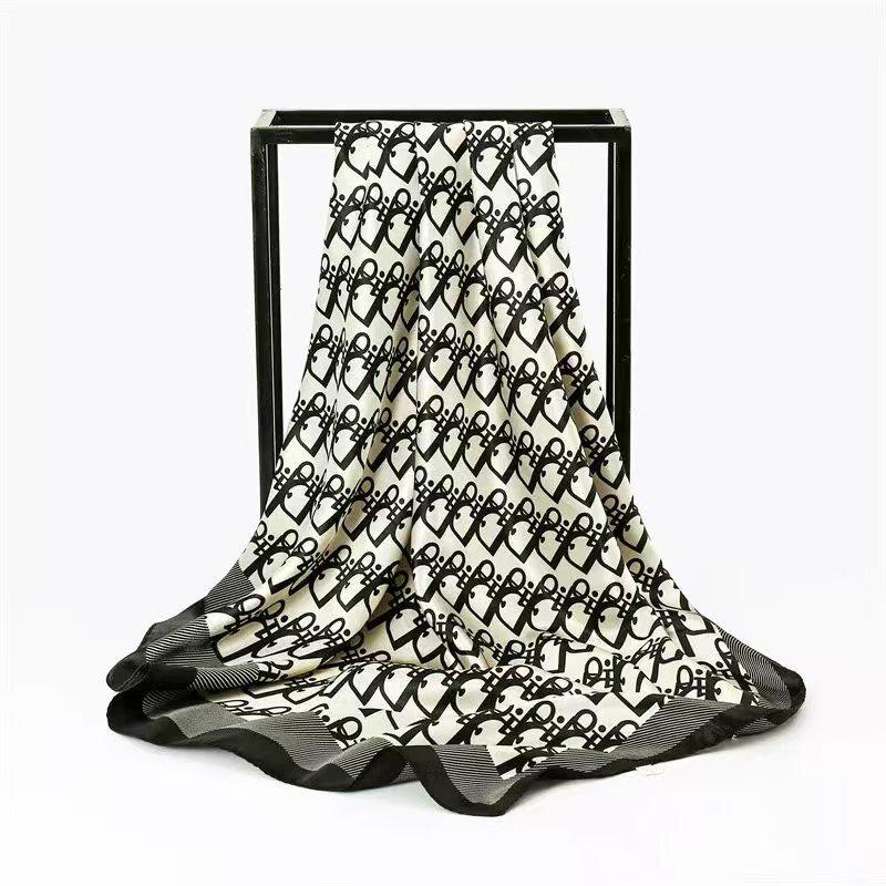 Silk Square Scarf: Women's Korean-Style, Double-Sided Print for Professional Wear