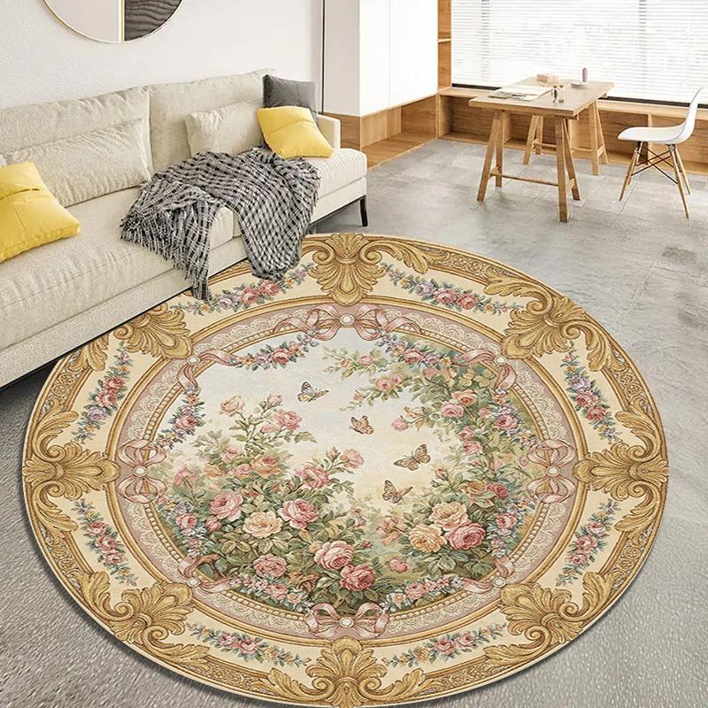 Rose Gorgeous Round Area Rug,Carpet Rug for Living Room Bedroom Sofa Playroom Decor,Non-slip Floor Mat62