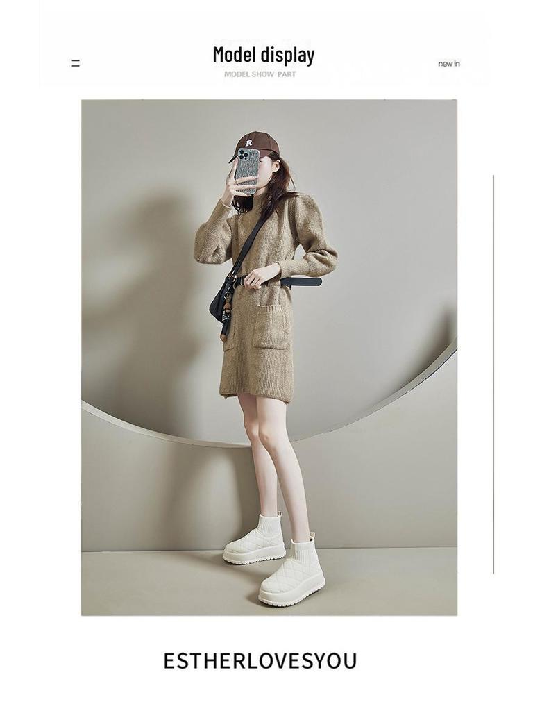 2024 Women's Plus Velvet High-Top Snow Boots - Warm, Trendy Korean Style, Casual Winter Footwear