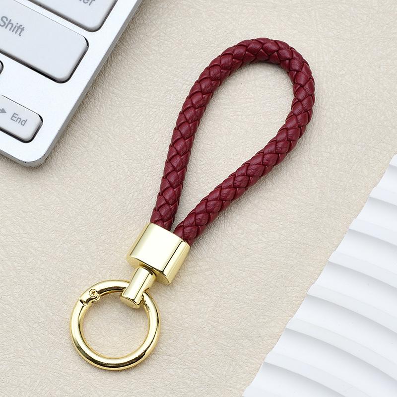 High Quality PU Braided Rope Car Keychain Simple Water Cup Pendant School Bag Keychain Motorcycle Key Ring Ring
