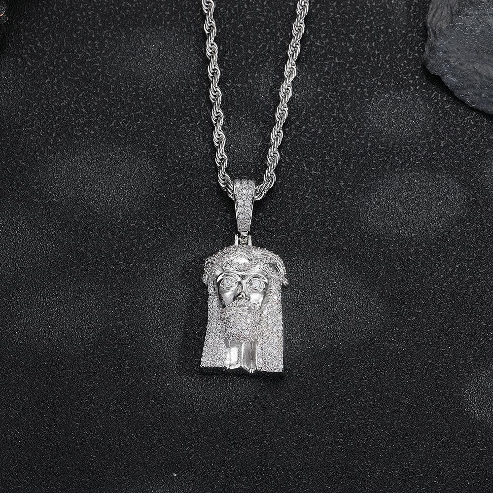 Personalized thorn flower head crown design European and American hip hop people avatar men's pendant street trend zircon pendant necklace
