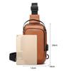 Men's Chest Bag Anti-theft USB Business Messenger Bag Multifunctional Water Repellent Shoulder Bag PU Commuter Backpack Men
