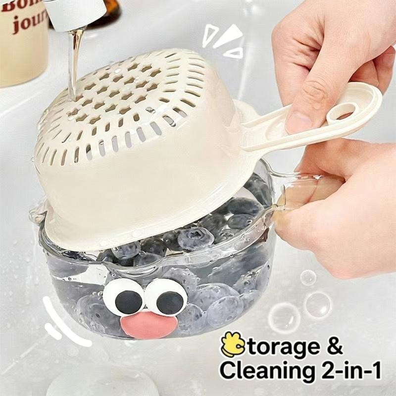 Practical Vegetable Washing Basket Incorporating Drainer Function and Fun Handle for Enjoyable Cooking Experiences