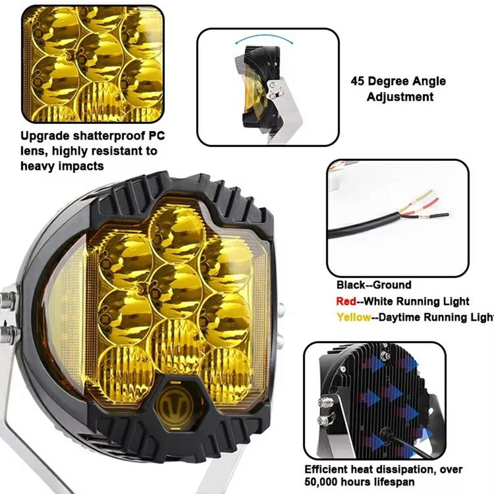 5 Inch 50W LED Work Light Three Sides Illumination Off Road Driving Lamp Spot Beam for Vehicle