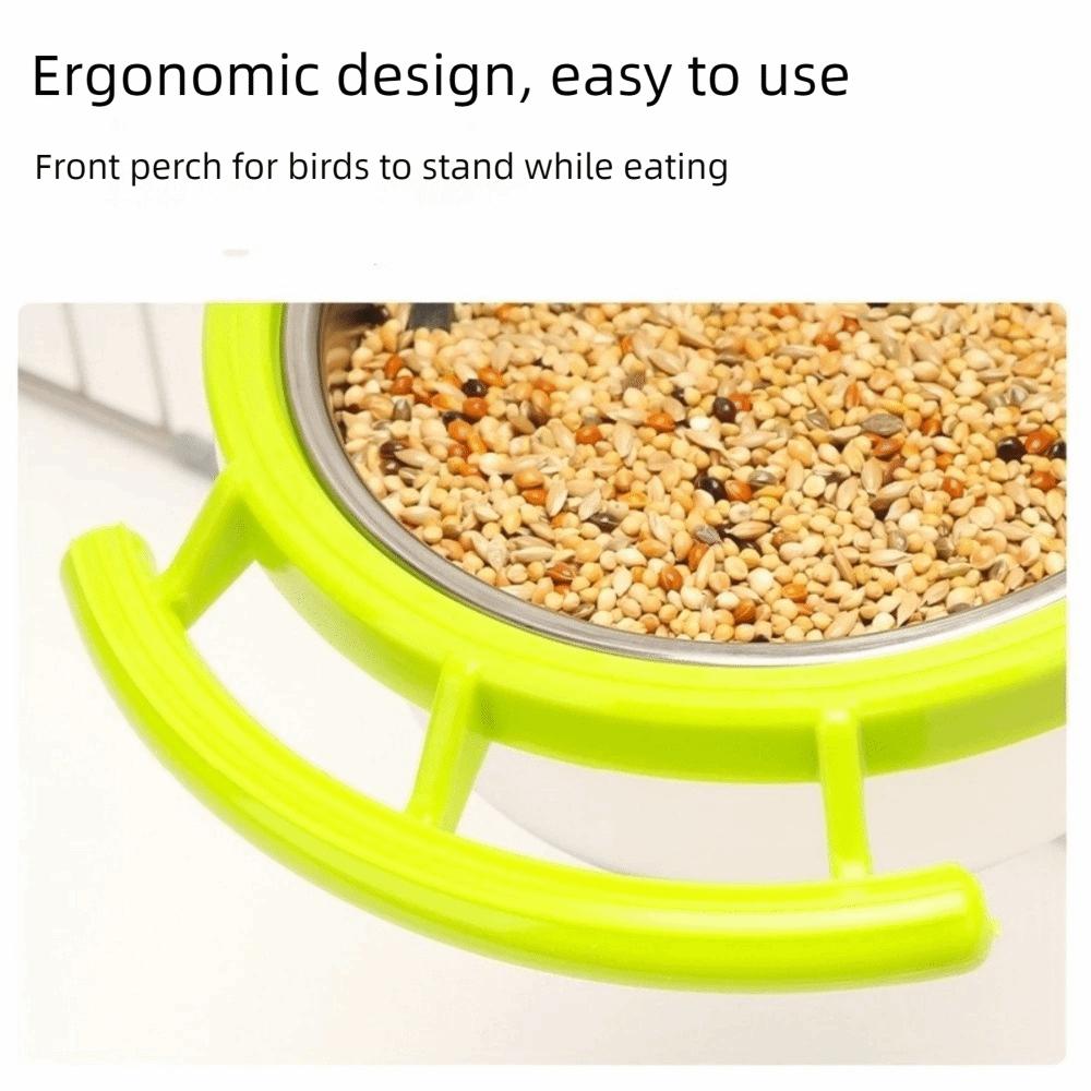 Detachable Bird Feeding Dish Stainless Steel Parrot Food Cup Bird Drinking Cup Bird Perch