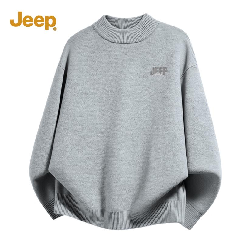 JEEP Men's Winter Heavyweight Thickened Semi-High Neck Knit Sweater