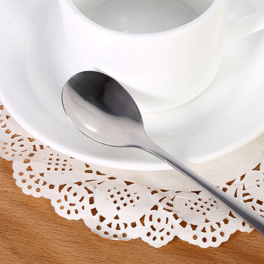 6 stk rustfritt stål stilig langhåndtak latte-is sundae kaffesuppeskje teskjeer Ny