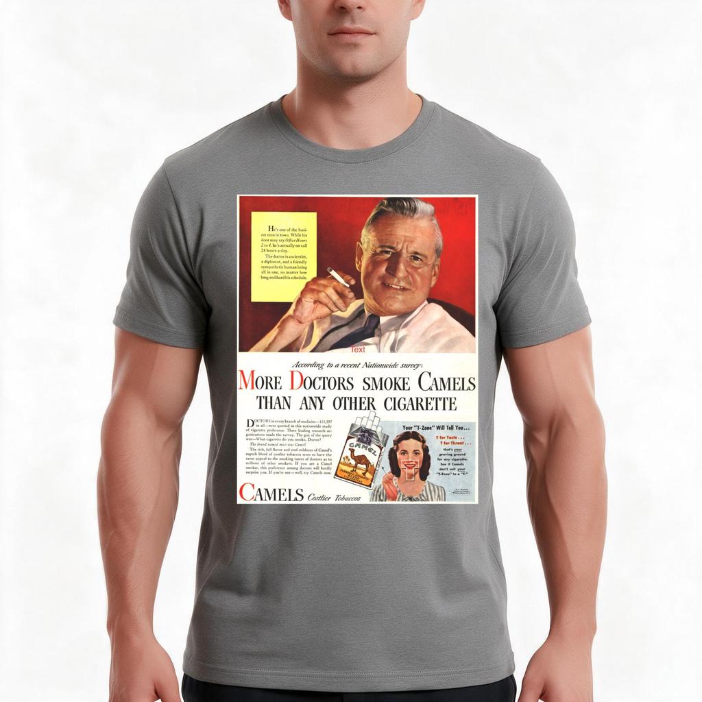 Camel Cigarette Ad Doctors Smoke Camels Tshirt Summer Casual Cotton Tee Oversized Streetwear Tops Vintage Graphic Print