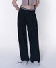 PLACE STUDIO Pintuck Banding Layered Low-Rise Wide Slacks Pants [Black]
