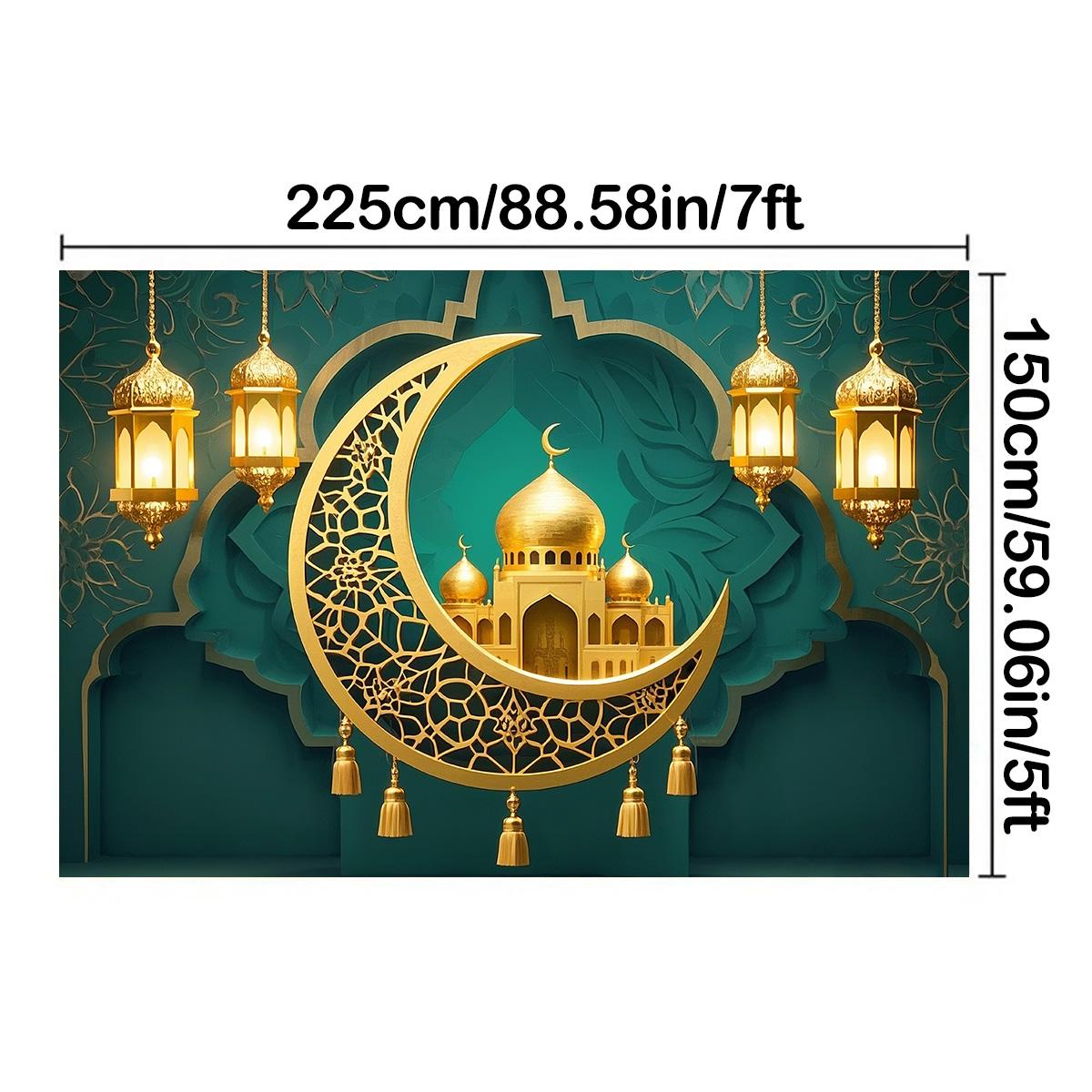 

Фоны для фотосессии на праздник Ид Мубарак Фонари в виде полумесяца на мечети Исламские фоны Реквизит для праздника Ид аль-Адха Подарочный баннер 225*150cm/88*59in