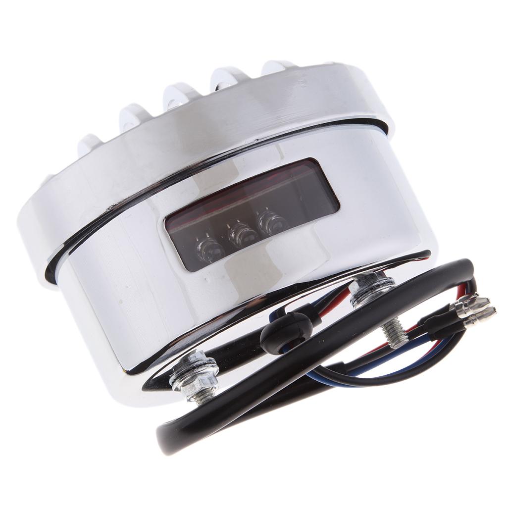 Motorcycle Tail Light Flush Mount LED Rear Stop Brake Lamp Vintage Grille Housing for Road Bike and Moped