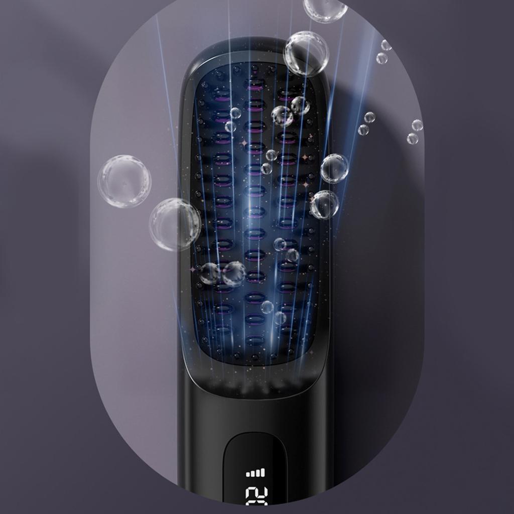 Tragbare kabellose Haarglätterbürste, wiederaufladbarer beheizter Haarglätterkamm für unterwegs, Mini-Haarstyler-Tool für Frauen