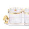3 Decorative Seasoning Jars, Storage Box with Spoon Lid And Base, Adorable Sugar Condiment