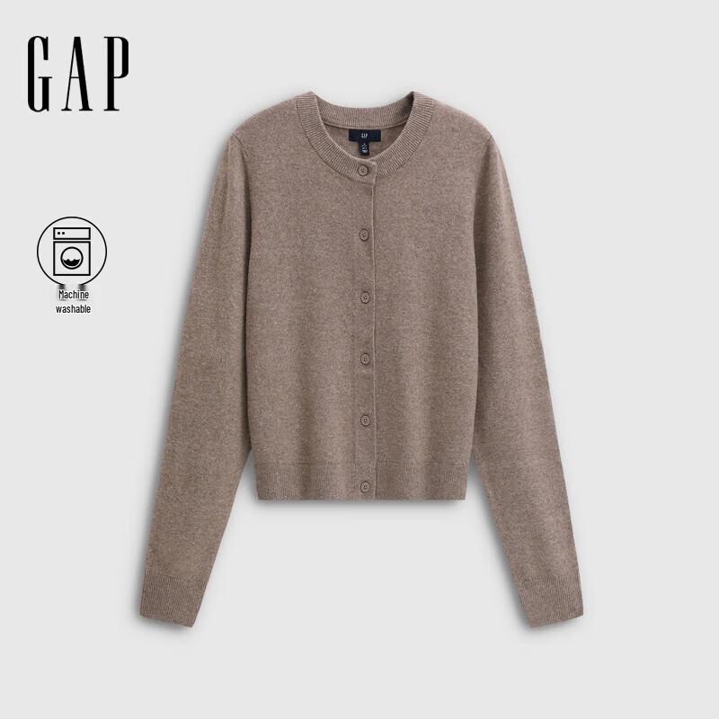 Gap Women's 2025 Fall Embroidered Logo Fitted Round Neck Soft Knit Cardigan