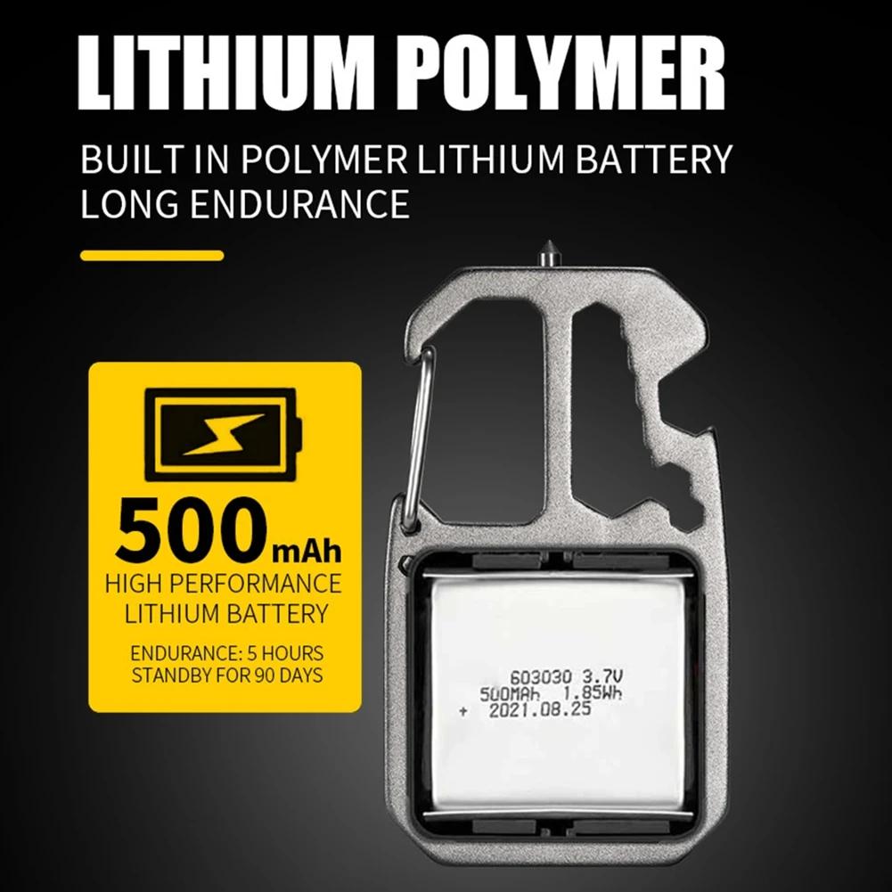 Mini Multifunctional Keychain LED Flashlight USB Rechargeable Portable Flashlight Outdoor Camping Torch Emergency Lantern 500Mah