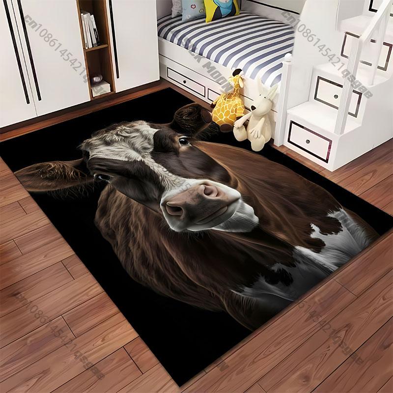 Cow Facing Forward In Darkness Carpet Yoga Living Room Room Decor Children's Crawling Mat Doormat Area Rug Games Mat