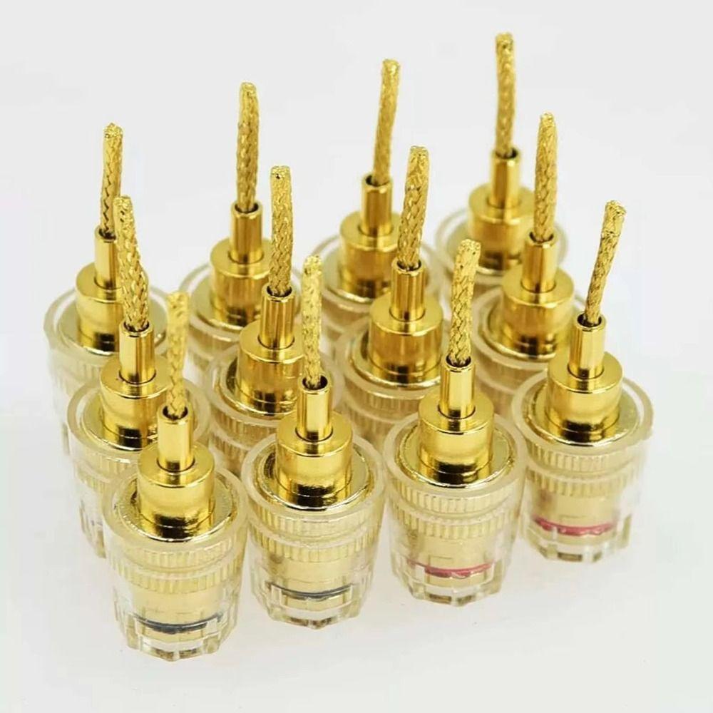 1Pair Copper 4mm Banana Female To 2mm Pin Connector Speaker Cable Connector  for Speaker Terminals