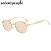 Steampunk Small Frame Oval Sunglasses Women  Luxury Brand Trendy Metal Frame Sun Glasses For Ladies Fashion Shades UV400
