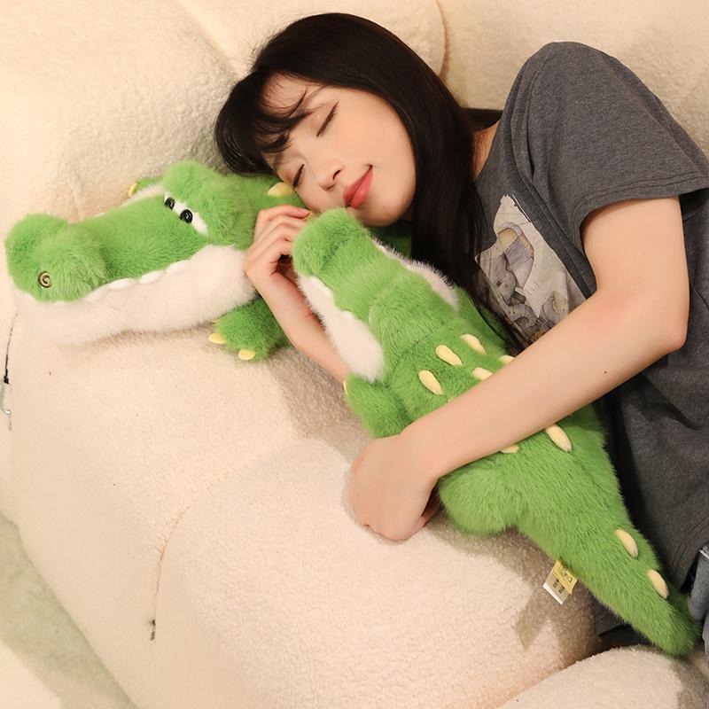 Furry Crocodile Plush Toy Stuffed Animal Alligator Sleep Huggable Pillow Cartoon Baby Doll Sofa Cushion Lovely Birthday Gift