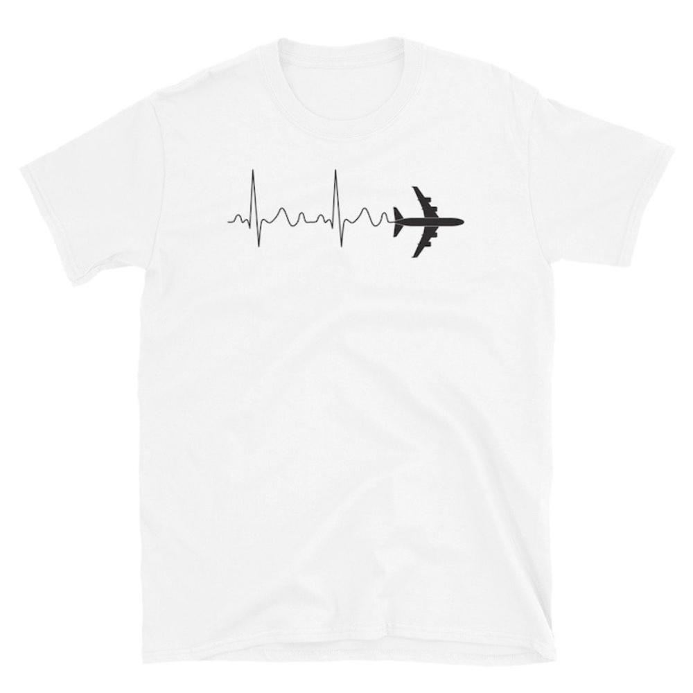 Airplane Pilot Heartbeat Tshirt Flying Gift Birthday Gift Idea Shirt Man Breathable High Quality Cotton Graphic T Shirts Oneck