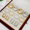 European & American Fashion Gold-Plated Stainless Steel Hollow Hoop Earrings with Pearls