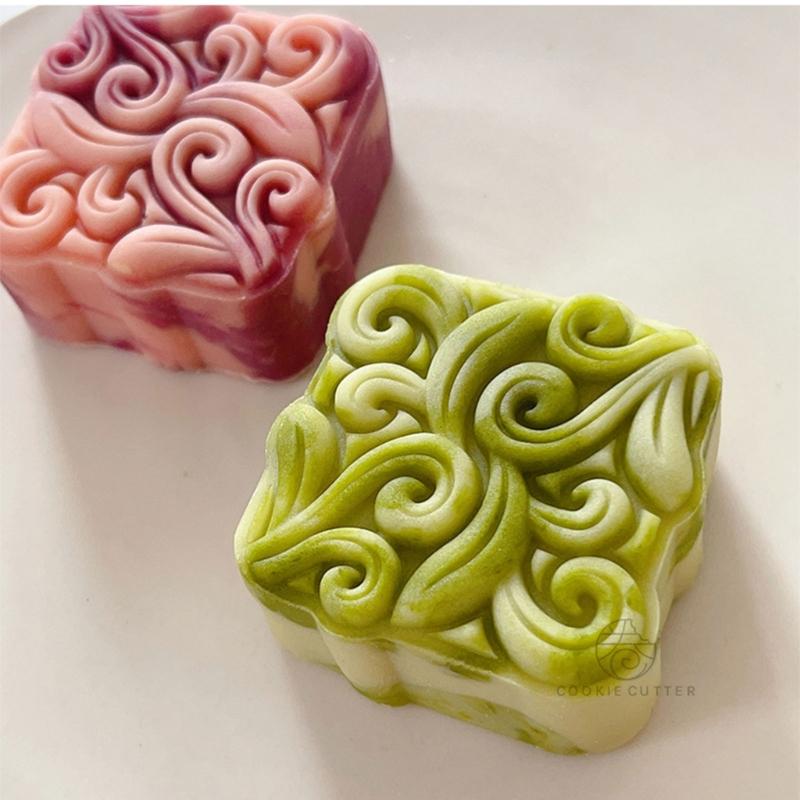 Square Vine Pattern Mooncake Press Mold Cookie Stamps Chinese MidAutumn Moon Cake Makers Decoration Tool for DIY Cookie
