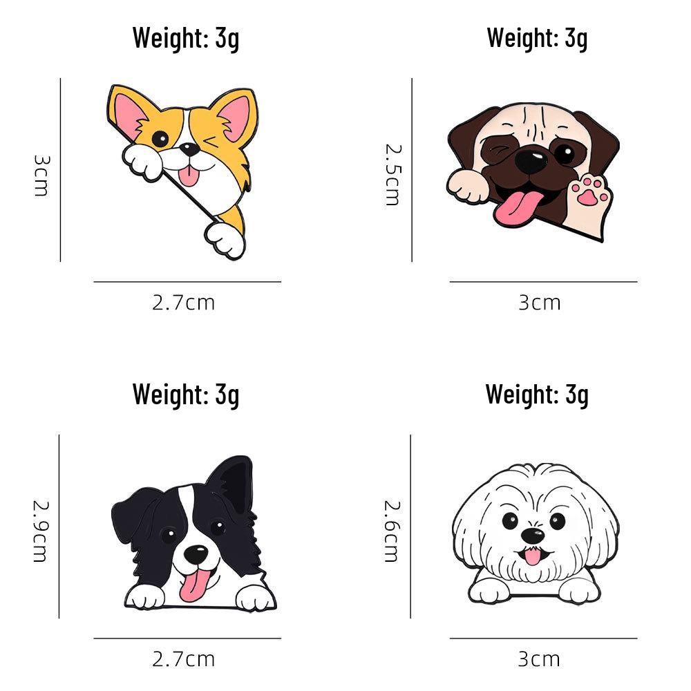Cute Corgi & Border Collie Metal Badge Brooch - Cartoon Animal Pin for Dogs