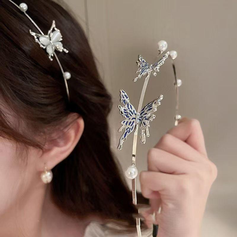 Premium Handmade Diamond-Encrusted Butterfly Tassel Hairpin Casson Fairy Beauty Headband Princess Headband Elf Headgear Hair Accessories