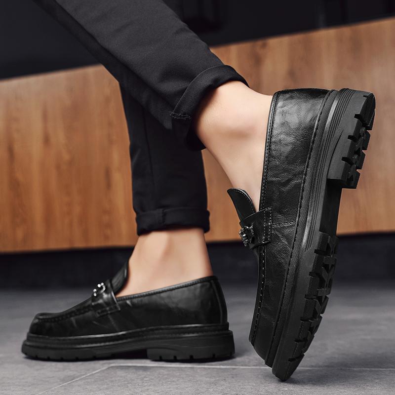 Platform Men Shoes Dress Shoes Commerce Slip-On Shoe Leather Men Comfortable Lazy Breathable Loafers New Arrival Driving Shoes