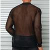 Camiseta de Manga Larga de Malla para Hombre con Hombro Caído, Fitness Transpirable Malla Malla Malla Camiseta de Bajo Hueco