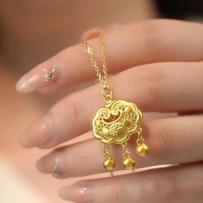 Collana in Acciaio al Titanio Versione Alta Ciondolo Campana Fu Ruyi Serratura di Sicurezza Serratura Lunga Vita Accessori Gioielli