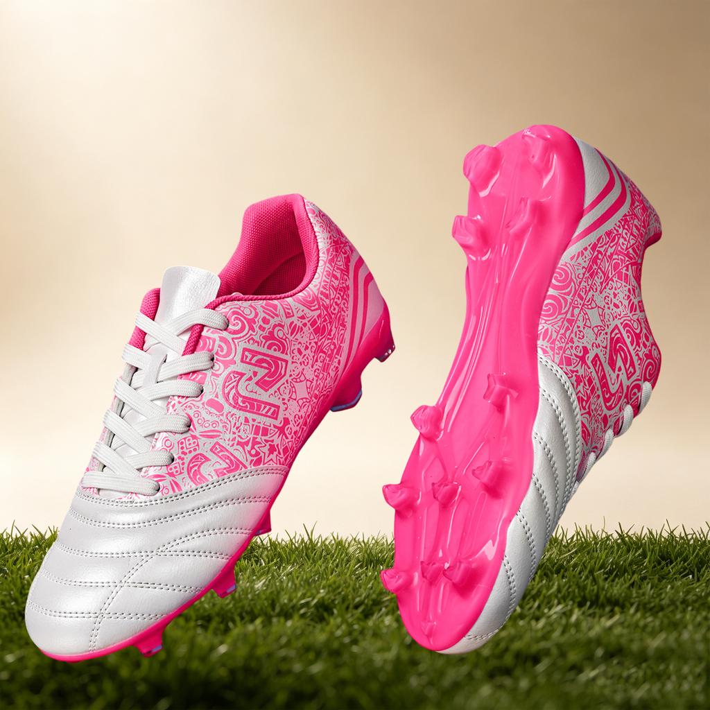Unisex Adult Ag Fg Soccer Cleats Pu Breathable Fabric Tpu Long Stud Anti-Slip Wearproof Natural Grass Outdoor Football Competiti
