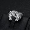 New Hip-Hop Jewelry Titanium Steel Gold-Plated Diamond-Studded Horse Head Men's Ring