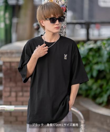 IMPROMES Casual SIDEWAYSTANCE Embroidered Downer Bulldog Short Sleeve T-Shirt, Men's, White