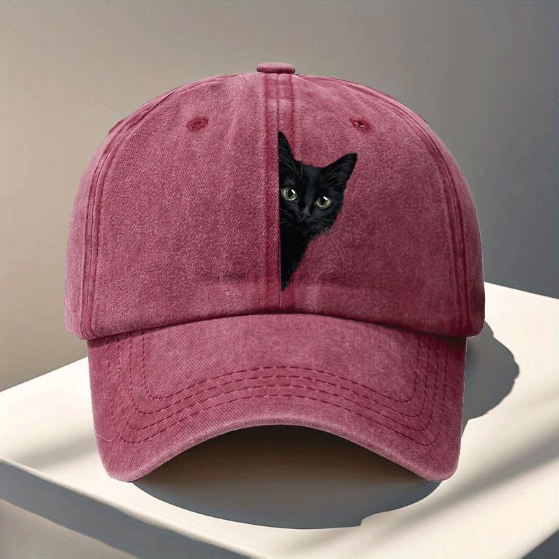 

Женская Бейсболка с выглядывающим Черным Котом Регулируемая Кепка Snapback Легкая Нерастягивающаяся Посадка Подходит для Любого Сезона One Size