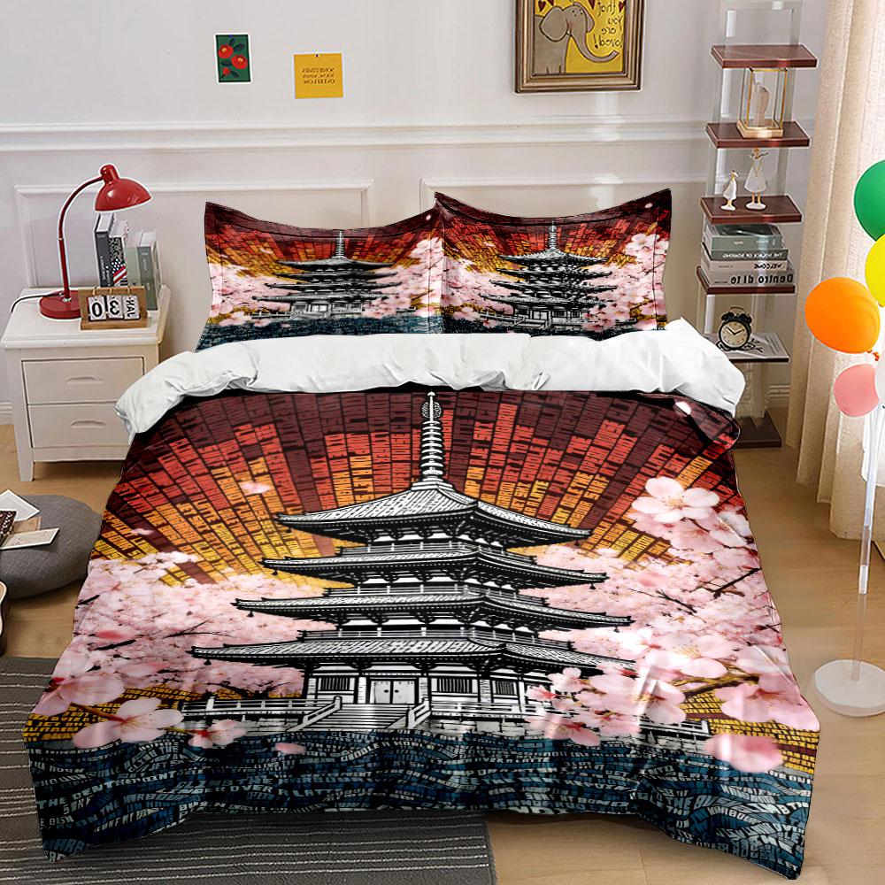 

Pagoda and cherry blossoms. Bedding sets Duvet cover sets Duvet covers Pillowcases(1 * Duvet Cover 2 * Pillowcases, without duvet insert) 135x200cm