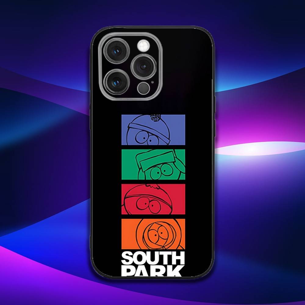 Custodia per Telefono Cartoon S-South Park Per iPhone 17,16,15,14,13,12,11,Pro,Max,Plus,X,XS,SE4,E,Mini,Custodia Nera Morbida