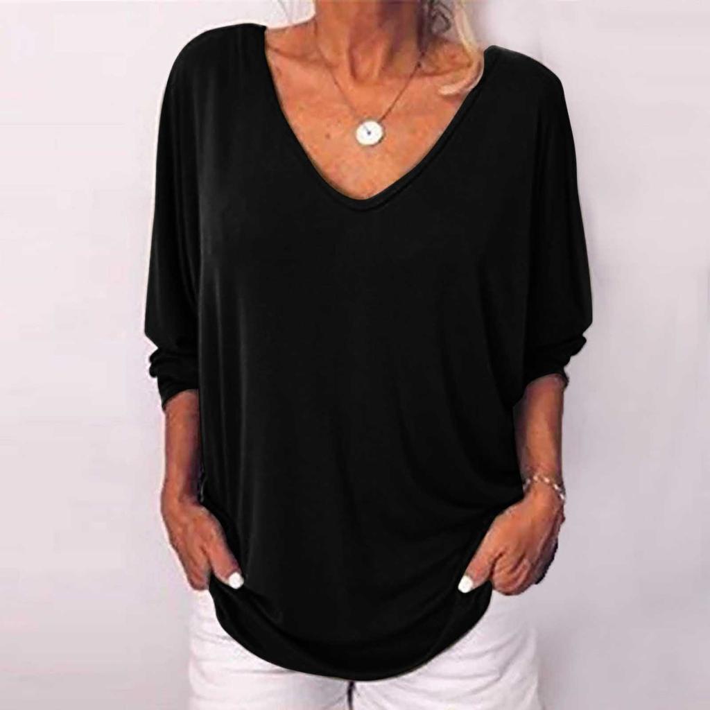 Fashion Color V-neck Sleeve T-shirt Women Back Button Short Sleeve Loose Slim T-shirt