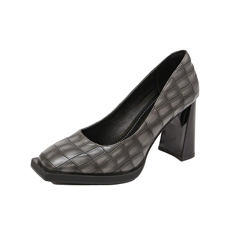 Niche Square Toe Shallow Mouth Thick Heel Single Shoes Fashion Slip-on Non-slip High Heels for Women