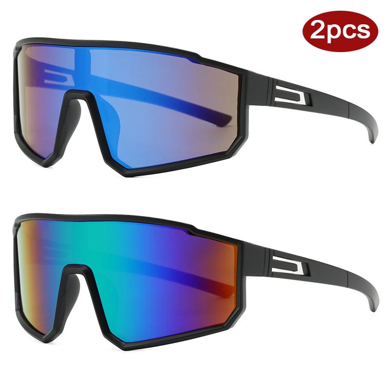 Protective Glasses 2pcs Men Women Outdoor MTB Cycling Sun Glasses Sports Colorful Glasses Full Frame Punk Windproof Goggle