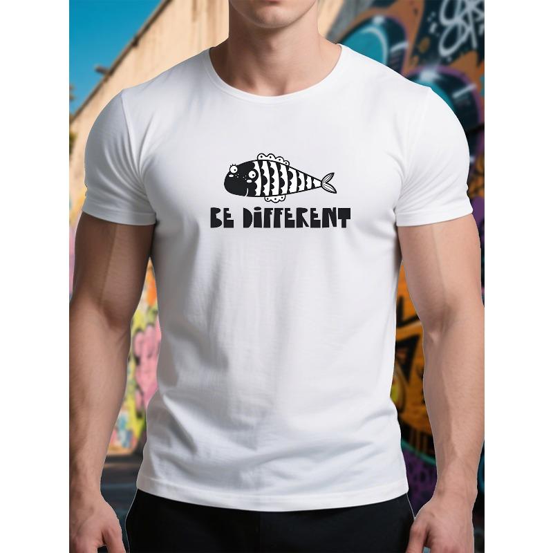 

European sizes Summer Fashion Gradient Casual Black And White Striped Cartoon Fish, Big Eyes Playful 4XL білий