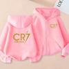 Kinder Voetbal Hoodie Letter CR7 Rits Stijl Jas Sweatshirt Jongens Meisjes 3-12 Jaar Lange Mouwen Losse Top Casual Sportkleding