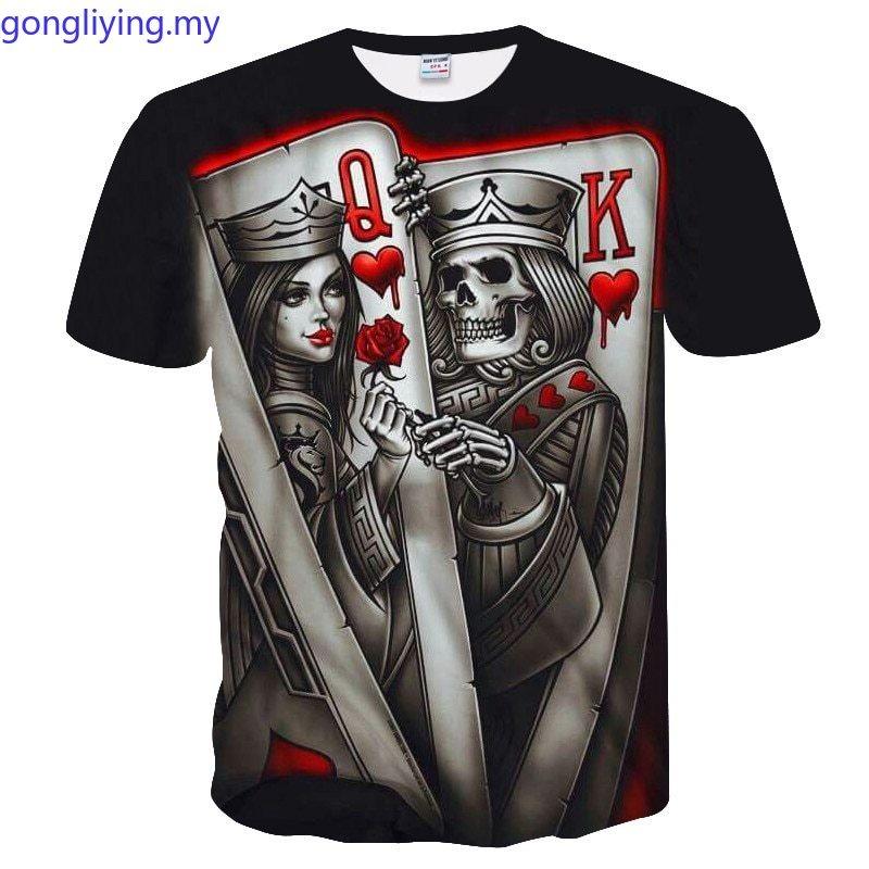 New Casual Skull Poker Printed 3D T-Shirt Men Short Sleeve Tee Shirt Homme Black Design Tee Tops Male Summer Tops Drop Ship
