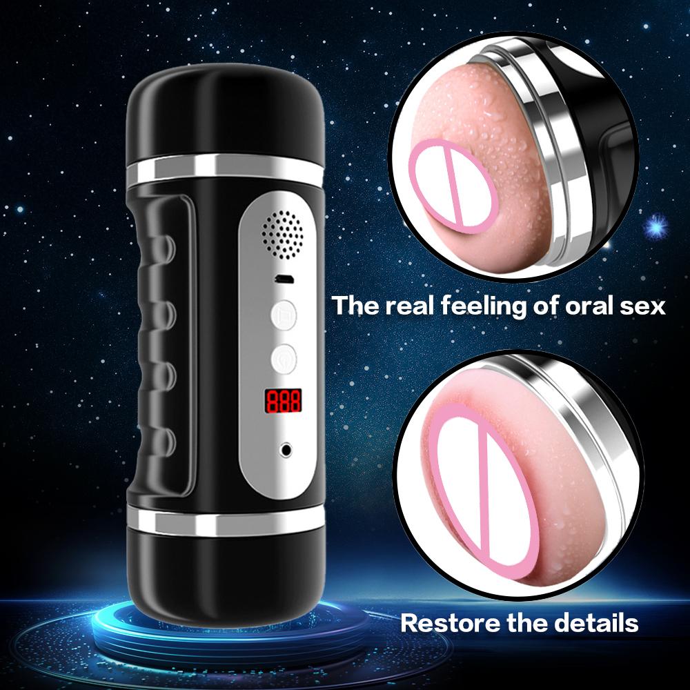 Automatyczny Masturbator Oralny i Waginalny z Podwójną Głowicą, z Inteligentnym Licznikiem i Symulacją Głosu Zabawki erotyczne dla mężczyzn