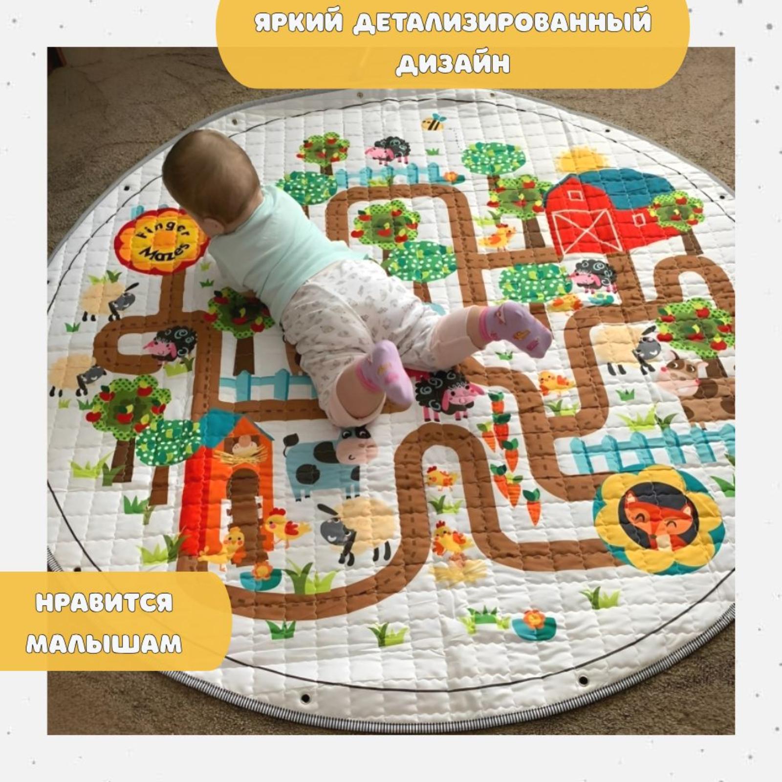 Мультяшный коврик для хранения, коврик для хранения игрушек, игровой коврик, круглый коврик для пикника One Size