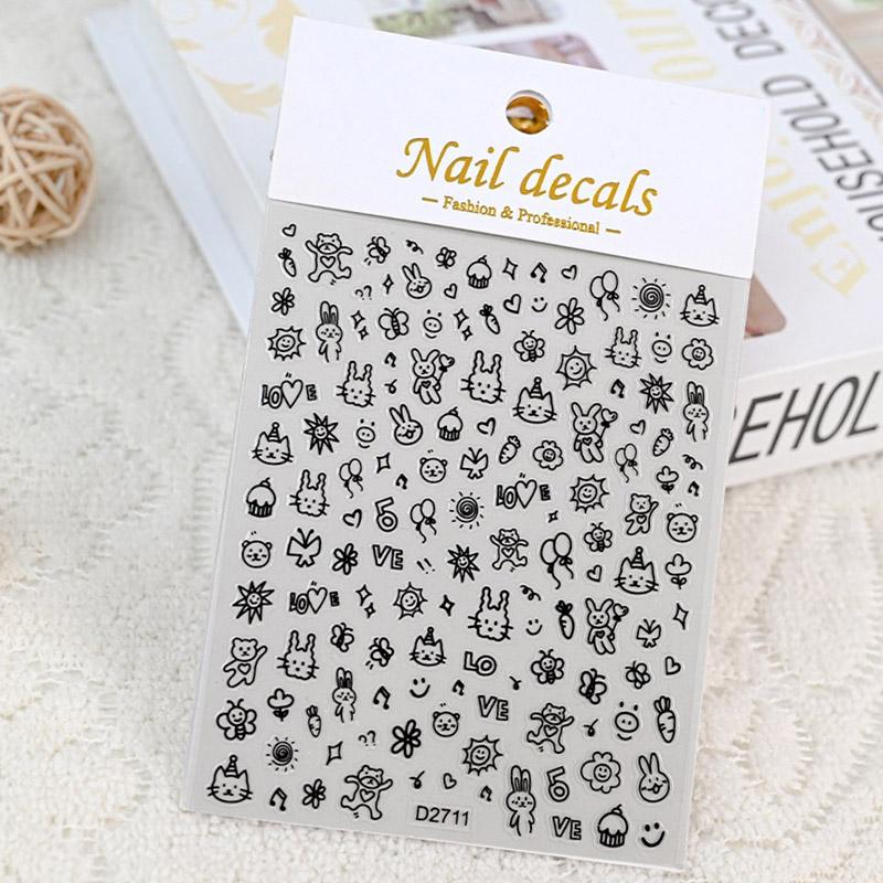 

Kawaii 3D наклейки для ногтей с животными, самоклеящиеся блестящие гладкие пластиковые наклейки для ногтей для домашних животных, сделай сам, собаки, кошки, медведи, панды D2711 чёрный