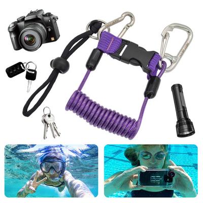 Tauchen Spiralkabel Edelstahl Federkabel mit Schnellverschluss Schnalle Schwimmen Sicherheitsseil