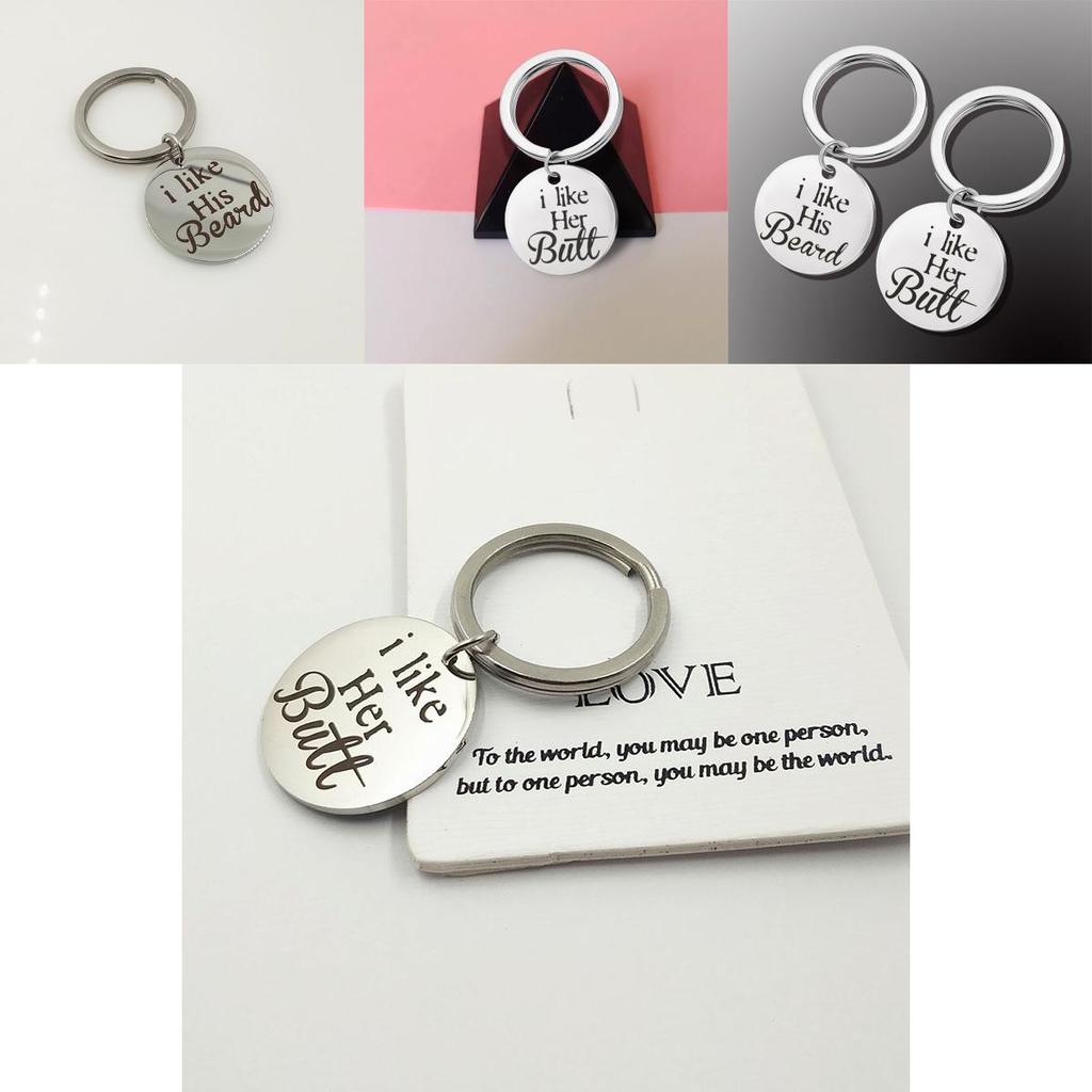 Stainless Steel Cute Couple Keychain Love Key Ring Gift For Boyfriend Girlfriend With Premium Quality Polished Finish