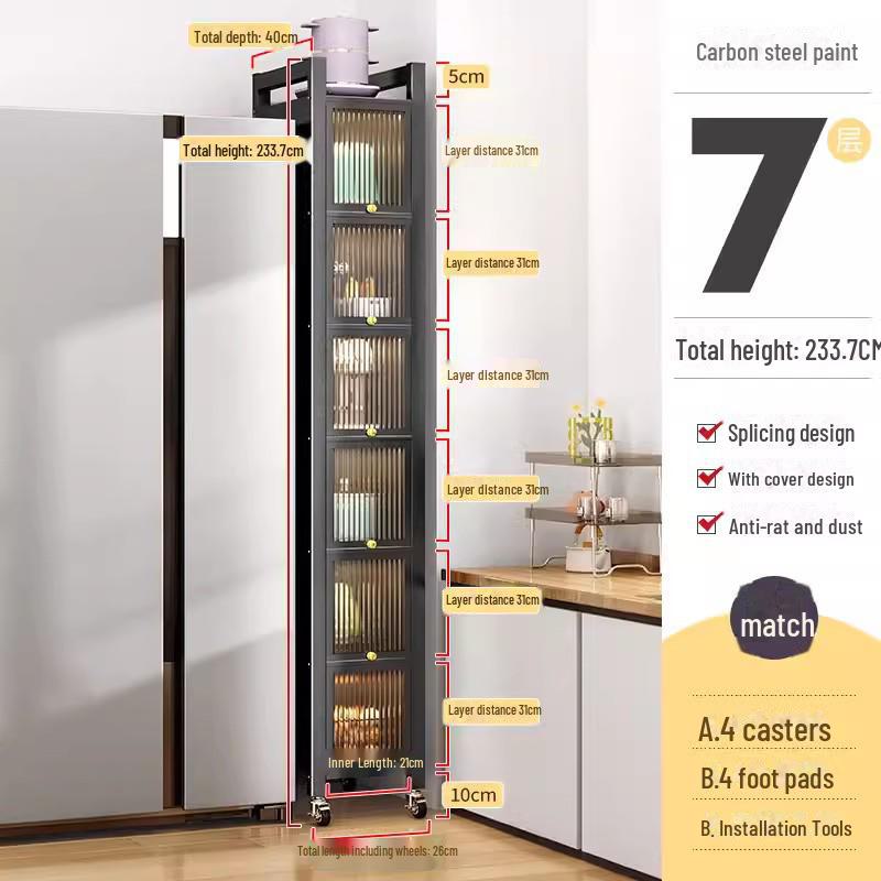 Kitchen Storage Cabinet with Microwave and Pot Rack